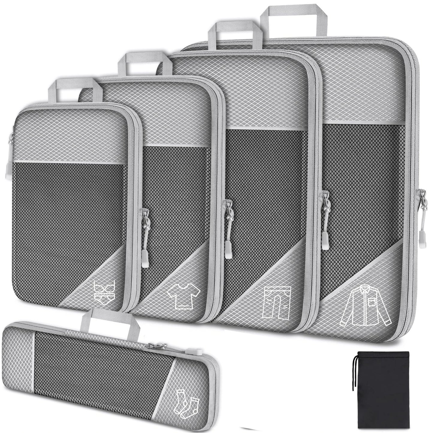 6-Piece Travel Packing Cubes Set — Lightweight Luggage Organizers with Shoe Bag