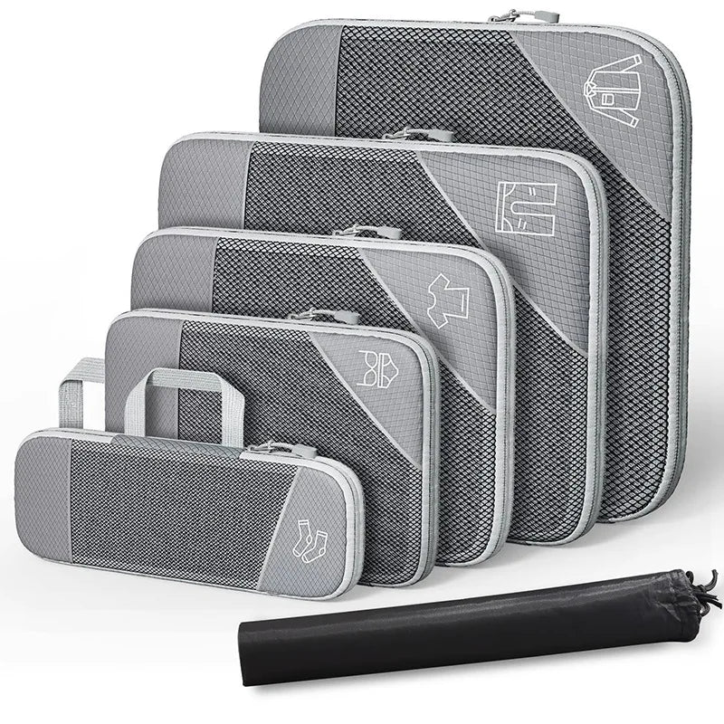 6-Piece Travel Packing Cubes Set — Lightweight Luggage Organizers with Shoe Bag