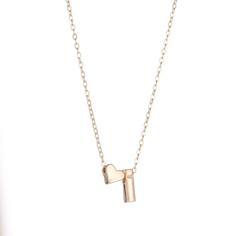 Mini Heart Letter Necklace — Gold & Silver Initial Pendant