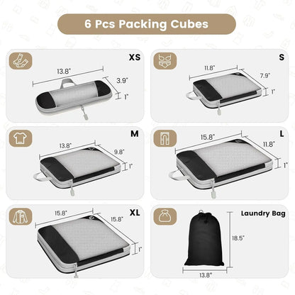 6-Piece Travel Packing Cubes Set — Lightweight Luggage Organizers with Shoe Bag
