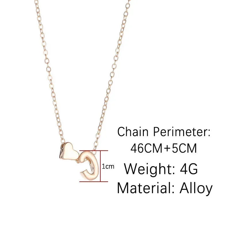 Mini Heart Letter Necklace — Gold & Silver Initial Pendant
