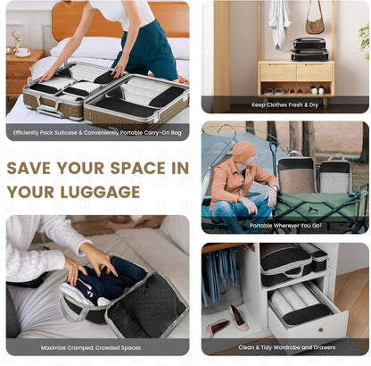 6-Piece Travel Packing Cubes Set — Lightweight Luggage Organizers with Shoe Bag