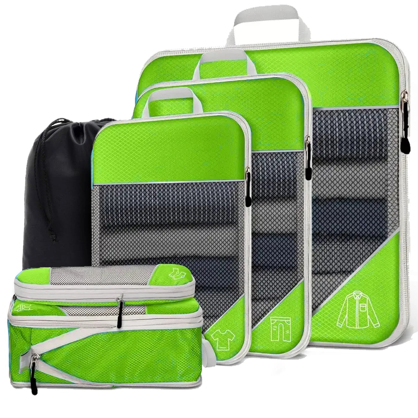 6-Piece Travel Packing Cubes Set — Lightweight Luggage Organizers with Shoe Bag