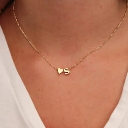 Mini Heart Letter Necklace — Gold & Silver Initial Pendant