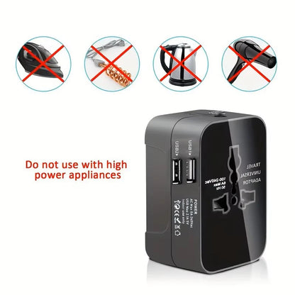 Adaptador de Corriente Universal con 2 Puertos USB — Viaja sin Preocupaciones