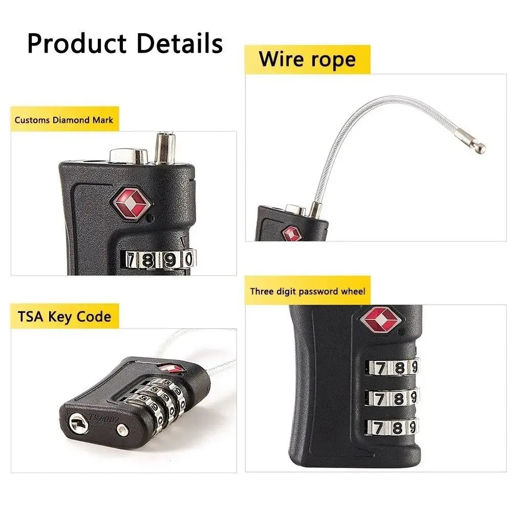 TSA-Approved Travel Lock — 3-Digit Combination, Zinc Alloy Anti-Theft