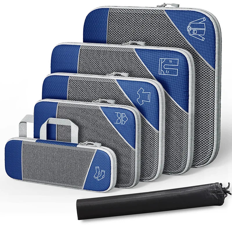 6-Piece Travel Packing Cubes Set — Lightweight Luggage Organizers with Shoe Bag