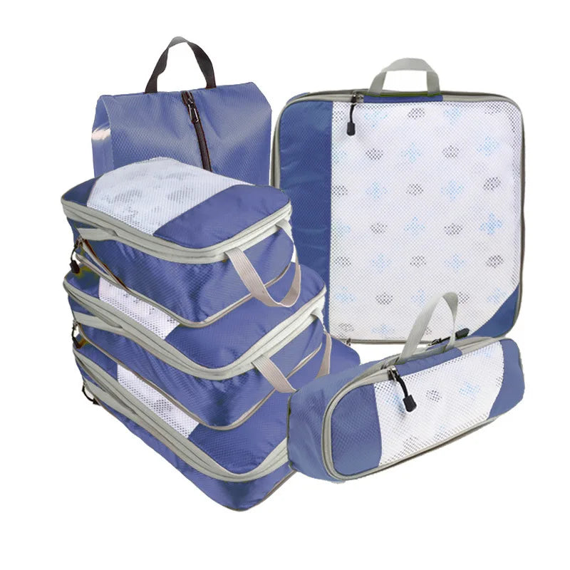6-Piece Travel Packing Cubes Set — Lightweight Luggage Organizers with Shoe Bag