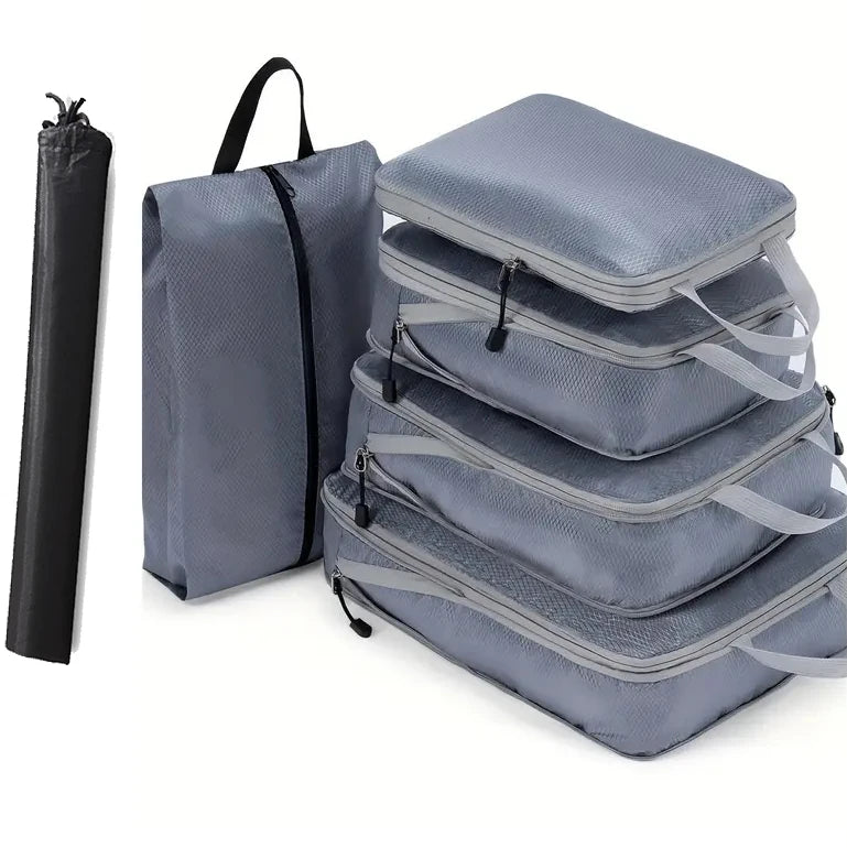 6-Piece Travel Packing Cubes Set — Lightweight Luggage Organizers with Shoe Bag