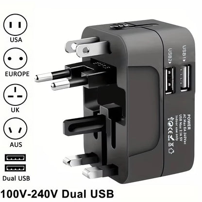 Adaptador de Corriente Universal con 2 Puertos USB — Viaja sin Preocupaciones