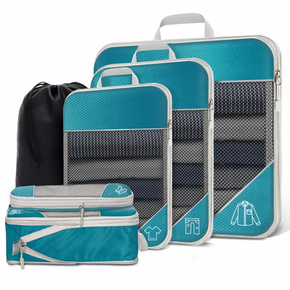 6-Piece Travel Packing Cubes Set — Lightweight Luggage Organizers with Shoe Bag